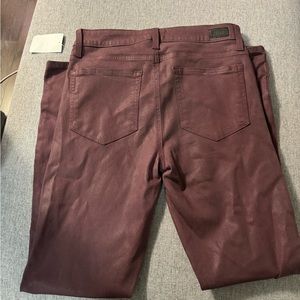 PAIGE Maroon Coated Jeans